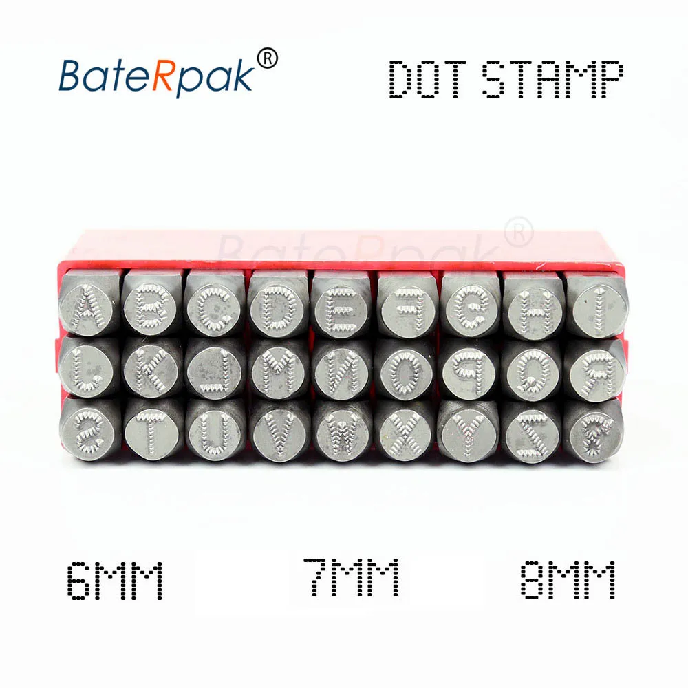 6/7/8Mm A-Z Sigillo In Acciaio Punteggiato, Baterpak Car Chassis Steel Word Punch Stamp/Matrix Do Stamp Letters,27 Pz/Scatola