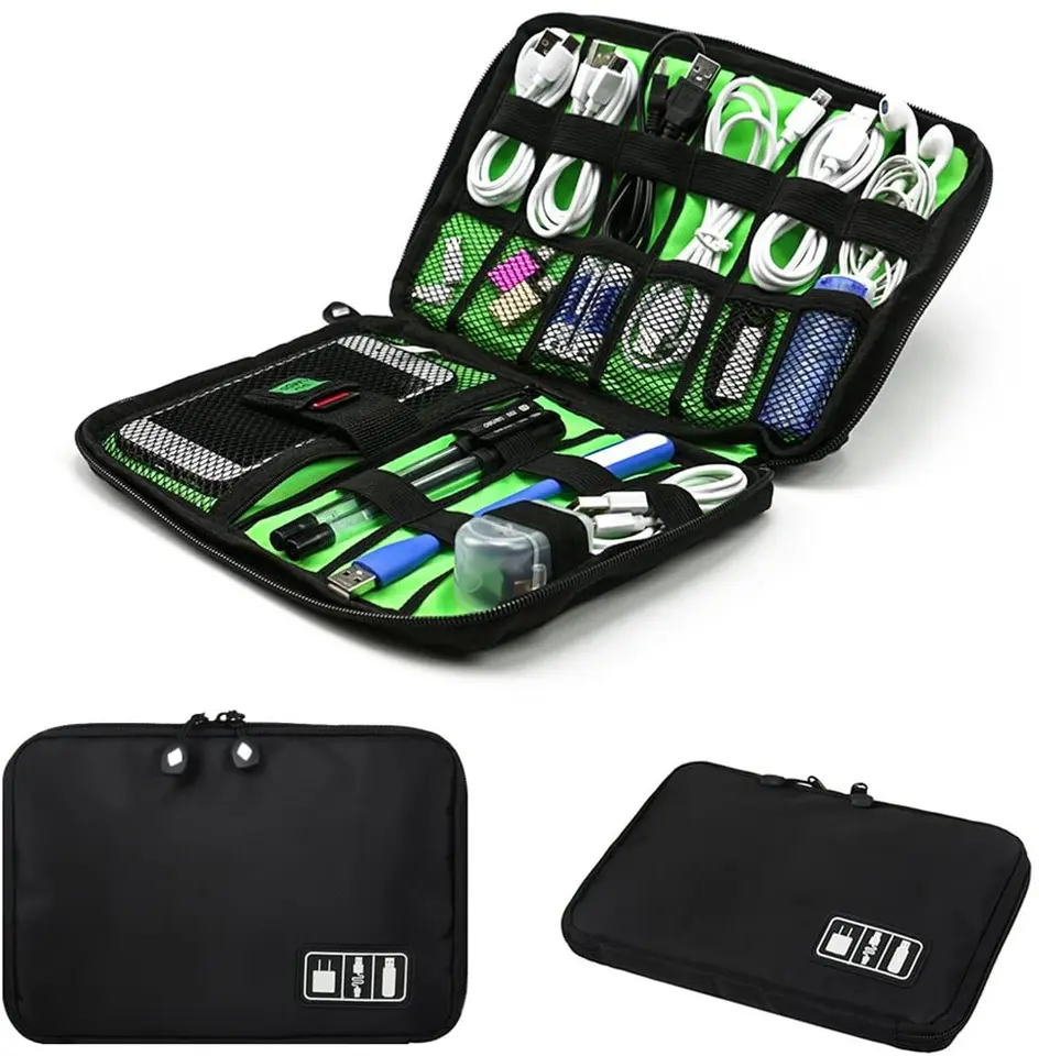 Organizer Da Viaggio Per Elettronica Portatile Impermeabile - Custodia Cavi, Caricabatterie, SD - 18,8x11,9 Cm