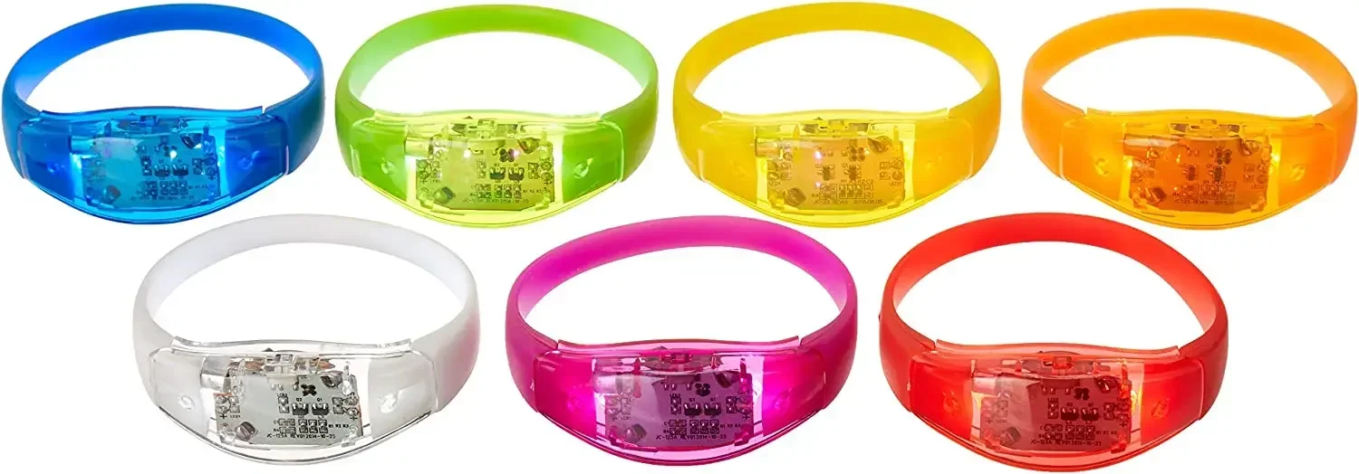 Description Picture 2 of item6pcs Led Sound Control Bracelet Flashing Bracelet Wristband Vibration Control Bracelet Glow in The Dark Wedding Party Supplies
