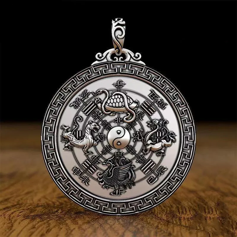 

Vintage Men's Silver Color Necklace White Tiger Rosefinch Pendant Hip Hop Punk Long Sweater Chain Banquet Jewelry Accessories