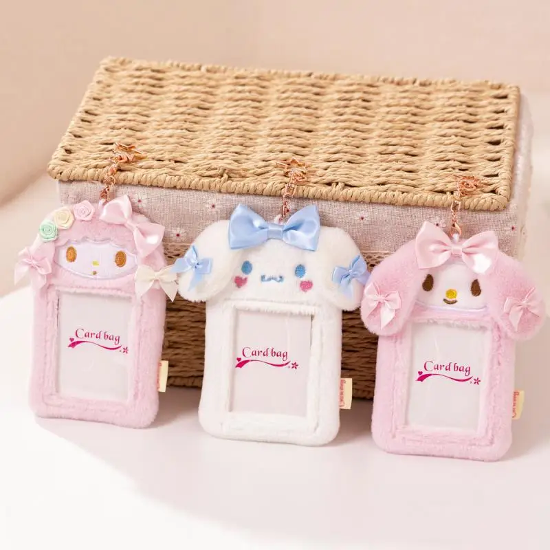 Kawaii MINISO Cute My Melody Cinnamoroll Kuromi Kids Ferrule Anime Cartoon Fresh Sweet Style Campus Meal Card Protective Cover
