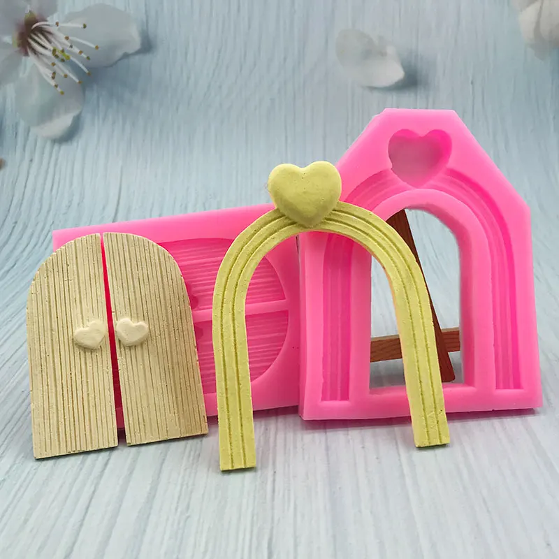 

DIY Cartoon Love Arch Small Door Silicone Mold Decorative Cake Rim Tipping Sugar Chocolate Mold Baking Mold