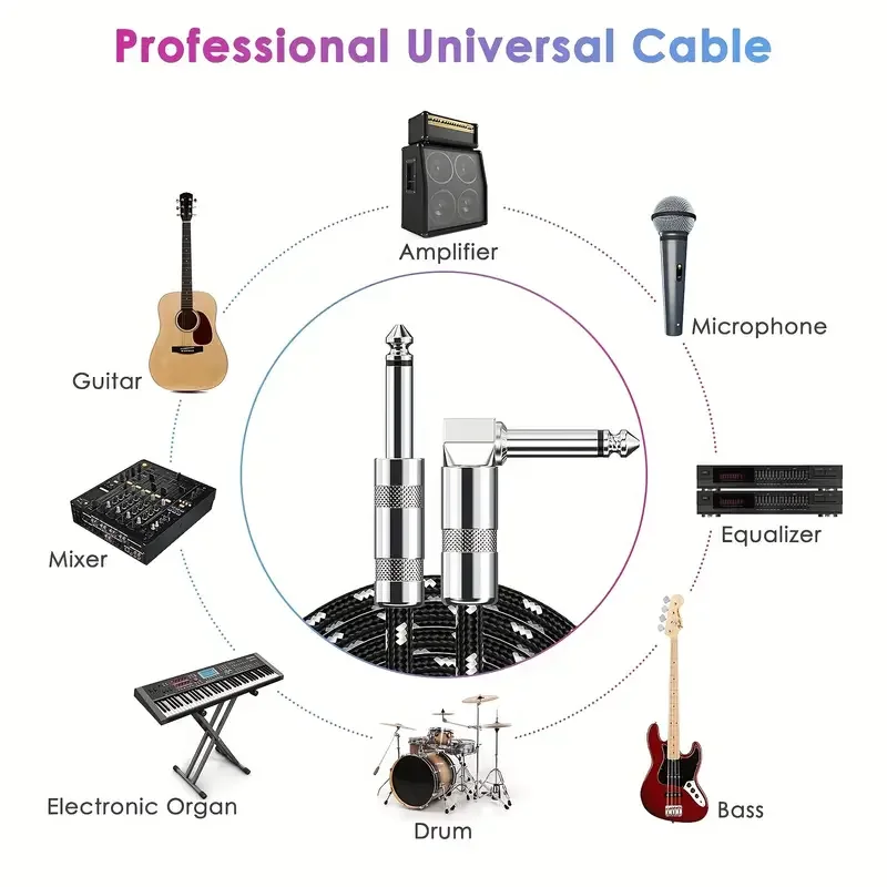 Guitar Cable 1m 3m 6m 10FT 1/4 Inch Instrument Noise Free Super Durable AMP Cord for Bass