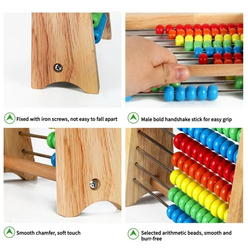 Classic Wooden Educational Counting Toy 100 Beads Preschool Math Learning Toys Montessori Number Arithmetic Abacus Toddler Gift 5