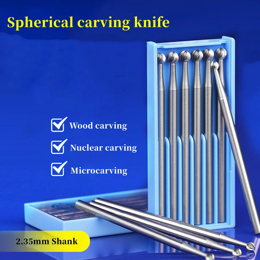 

1psc 2.35mm Shank Spherical Carving Knife 0.5mm-5.0mm Wood Carving Tools Spherical Carving Knife Woodcut Woodcarving Cutter