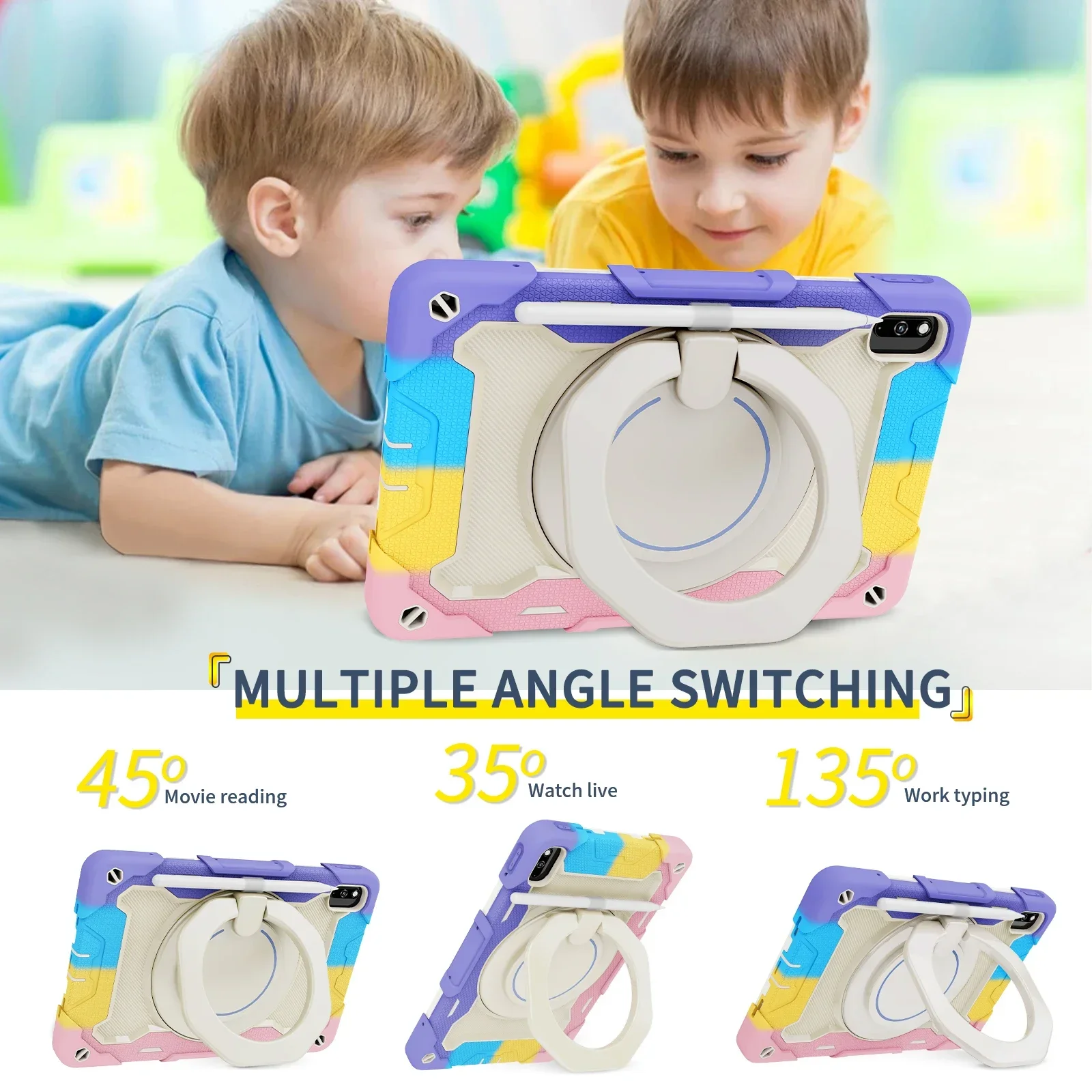 Kids Silicon Shockproof Stand Tablet Cover, Enhanced Protection Case