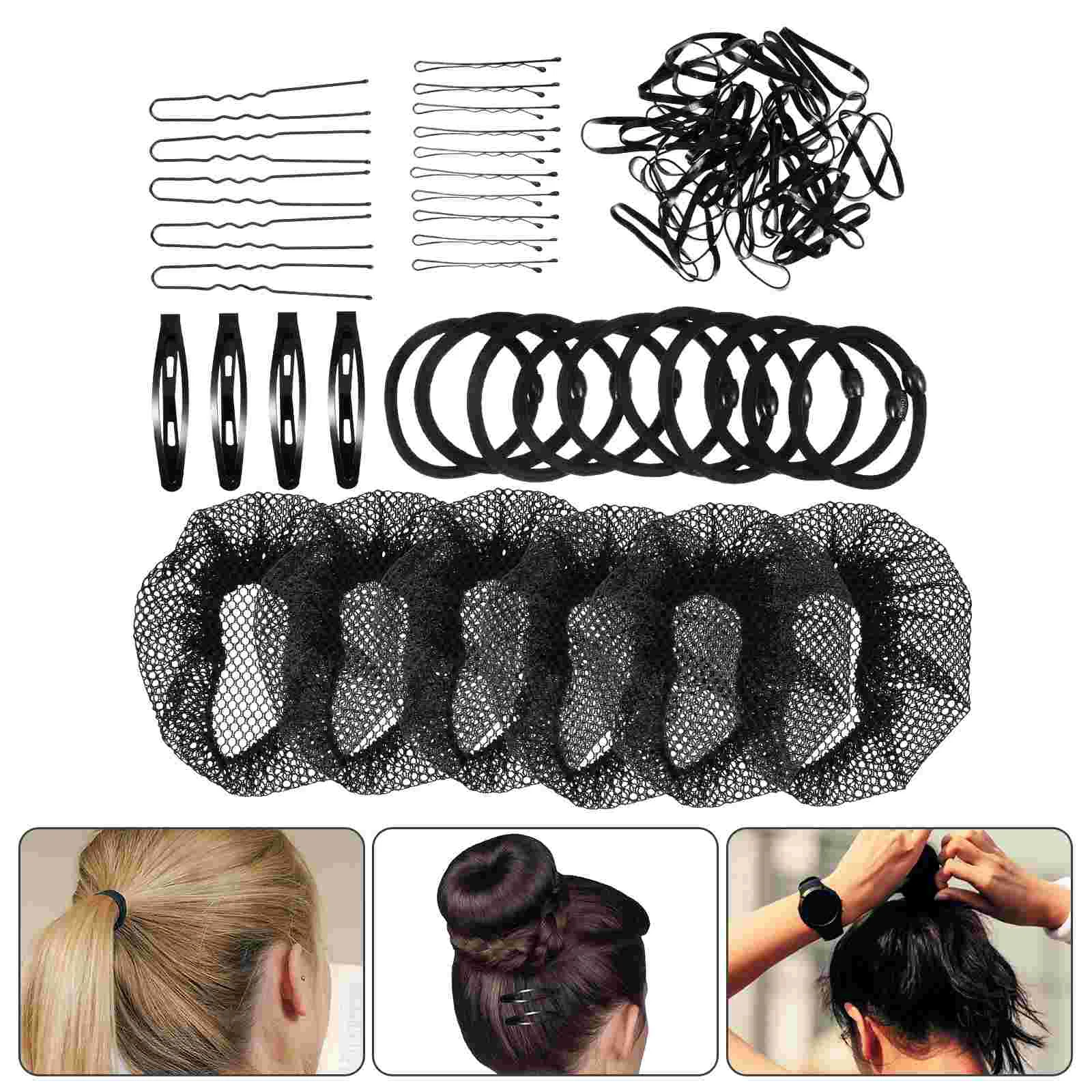 Updo Hair Accessory Set Large Bun Net Accessories Making Kit Invisible Nets Breathable Fabric