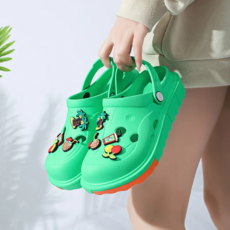

Fashion Cartoon Green Women's Summer Sandals Comfortable Eva Clogs for Women Beach Platform Flat Sandals Woman Sandalias Verano