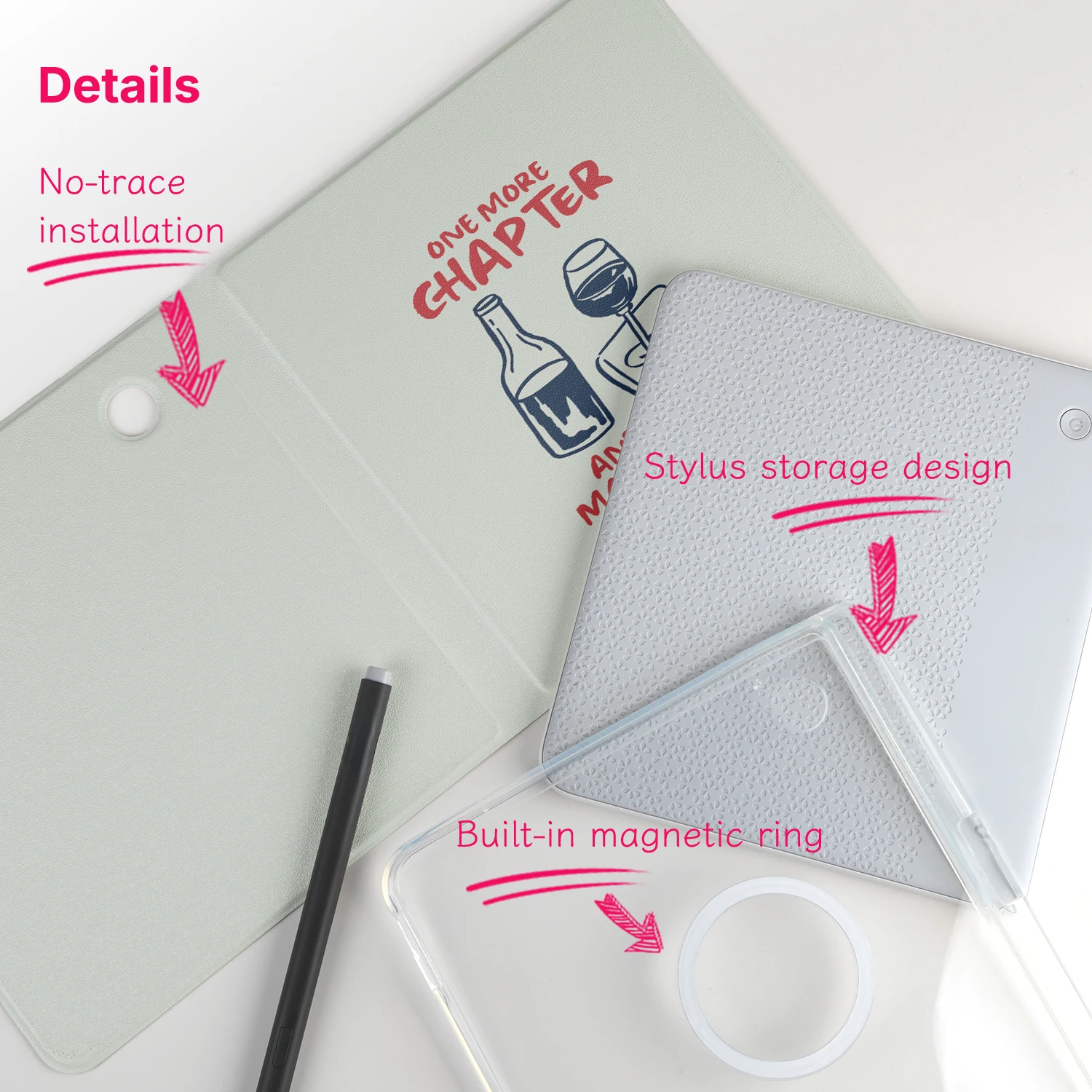 Murmole Detachable Magnetic Case with Clear Acrylic Back & Sleep Quotes