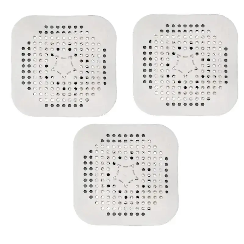 Hair Drain Catcher 3PCS Drain Filter Sink Anti-blocking Strainer Bathtub Shower Floor Silicone Stopper Cover Kitchen Bathroom Accessor