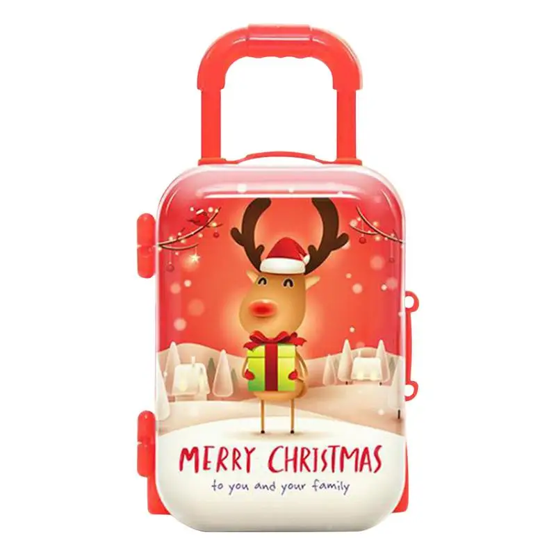 

Мини-чемодан для кукол на колесиках, искусственный пластиковый чемодан, четыре стильных куклы, рюкзак для путешествий, рождественский подарок для куклы