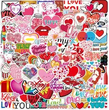 Lot de 10, 30, 50, 100 pièces de décalcomanies pour décoration de la saint valentin, thème amour, dessins animés, esthétique, Scooter, vélo, ordinateur portable