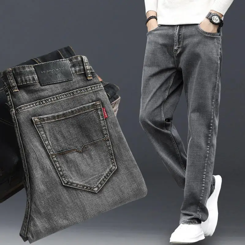 

Spring Men Smoke Gray Wide Legs Loose Multiple Colour Straight Cylinder Casual Large Size Distressed Washing Comfortable Pants