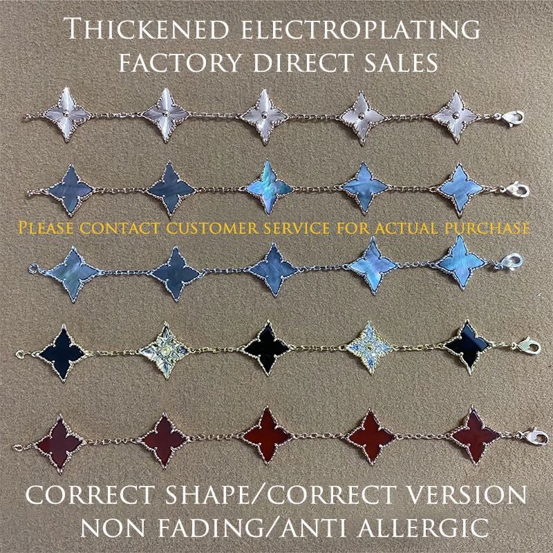 

CClucky Waterproof 925 Sterling Silver Gold Plated Clover Leaf Charms Bracelet for Women Luxury Jewelry