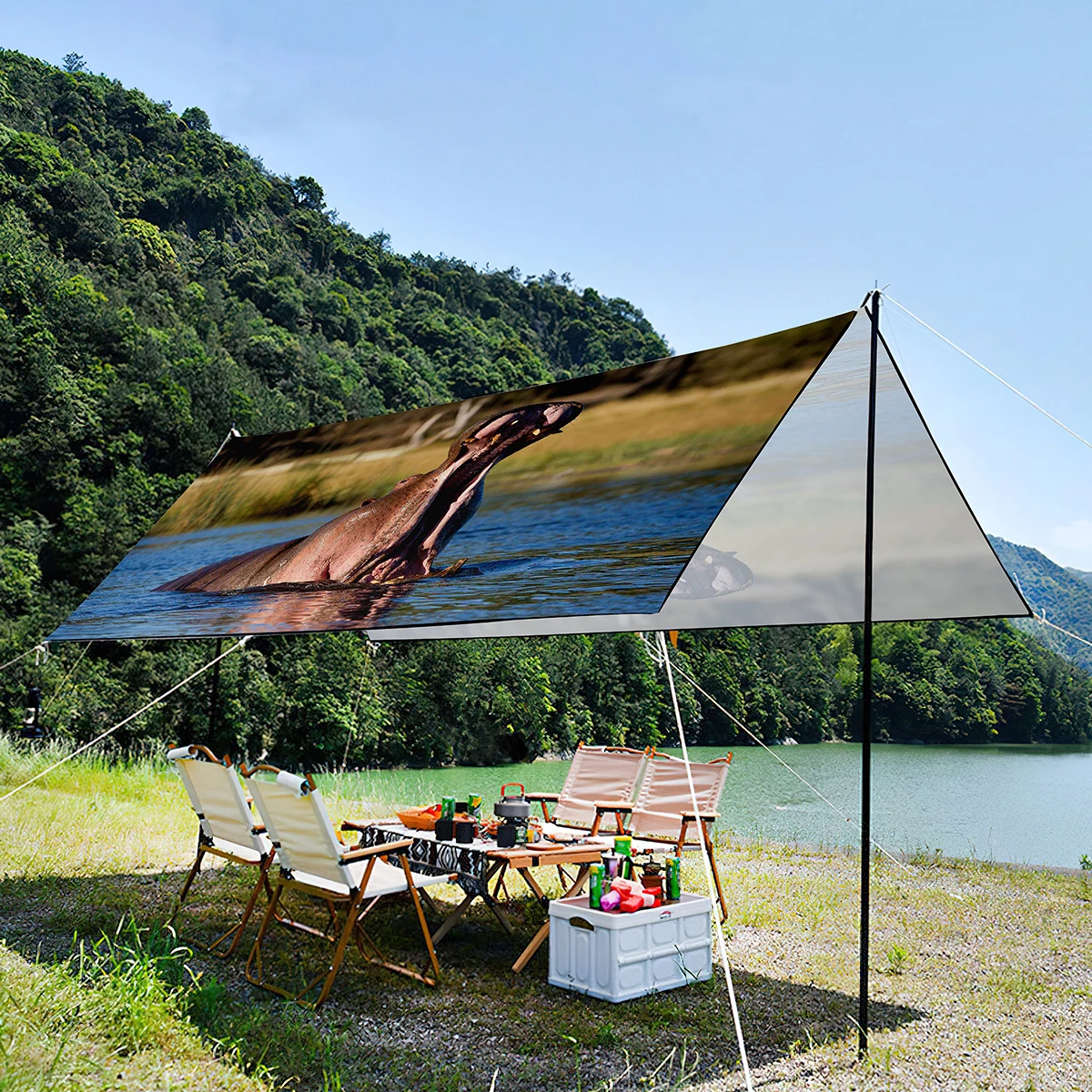 

Animal Hippo Sunshade Canopy For Garden,Waterproof and UV Resistant Lightweight Portable Tent For Beach,Picnic,Music Festival