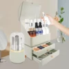 Makeup Organizer with Brush Holder and 2 Drawers, Space-Saving Design for Cosmetics, Jewelry, Easy Access and Storage 2