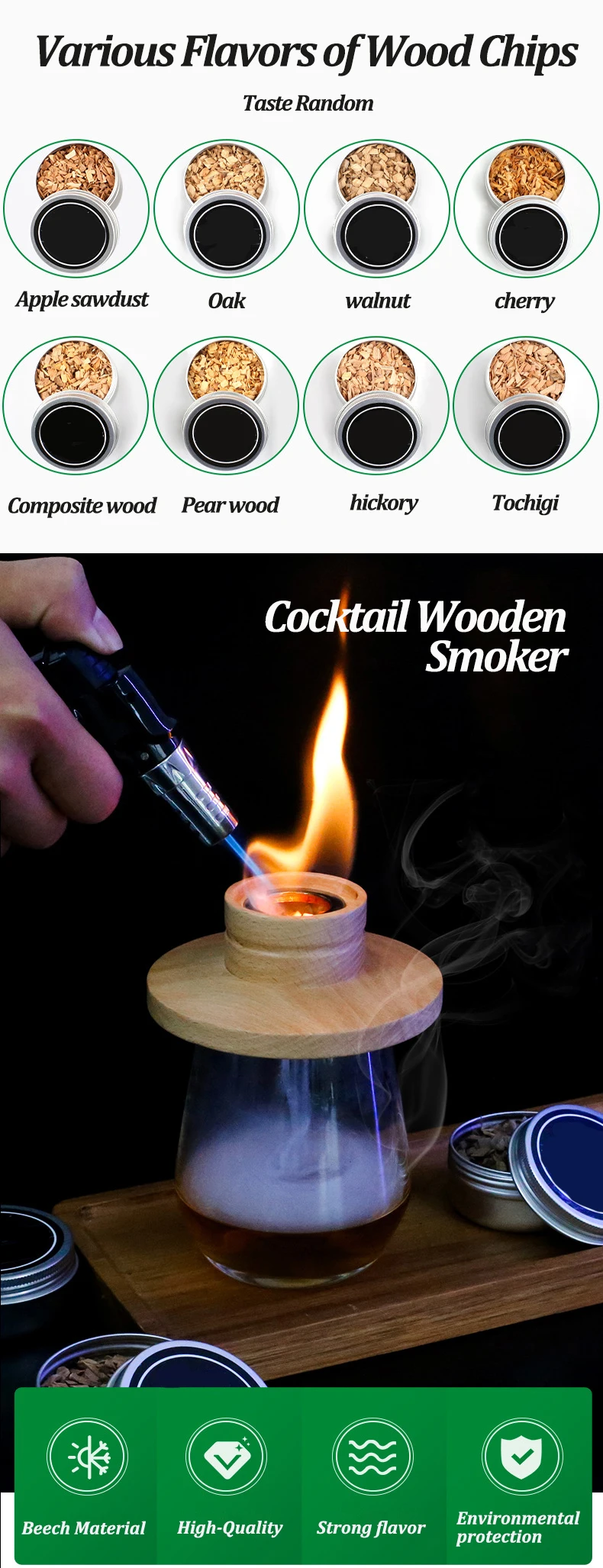 Wooden Bar Cocktail Smoker Kit Image 2