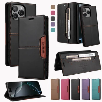 Magnetic Leather Case For iPhone 16 15 14 13 12 11 17 Pro Max 17Air 16 15 Plus 16e SE2 SE3 Business Flip Wallet Card Slot Cover 1