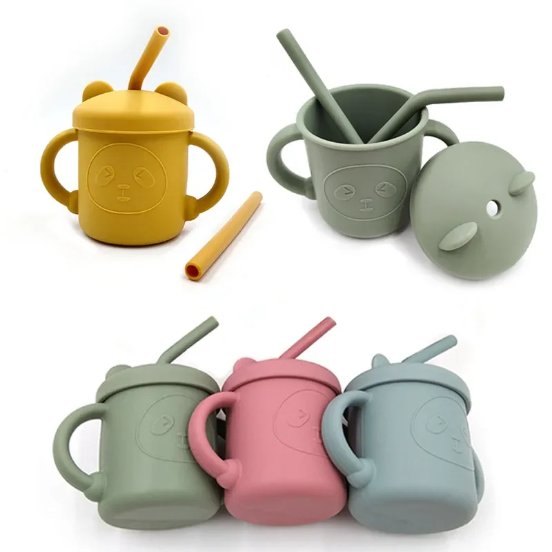 

Посуда для кормления ребенка с 2 чашками из соломы, чашки для кормления ребенка, чашка для кормления, силиконовая посуда без бисфенола А, бутылка для воды для малышей
