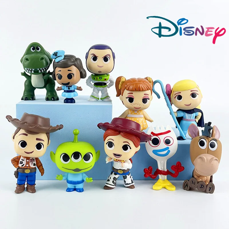 10Pcs Toy Story Figures Woody Buzz Lightyear Jessie Rex Dinosaur Lotso Bear Head Squeeze Aliens Spider Baby Toys