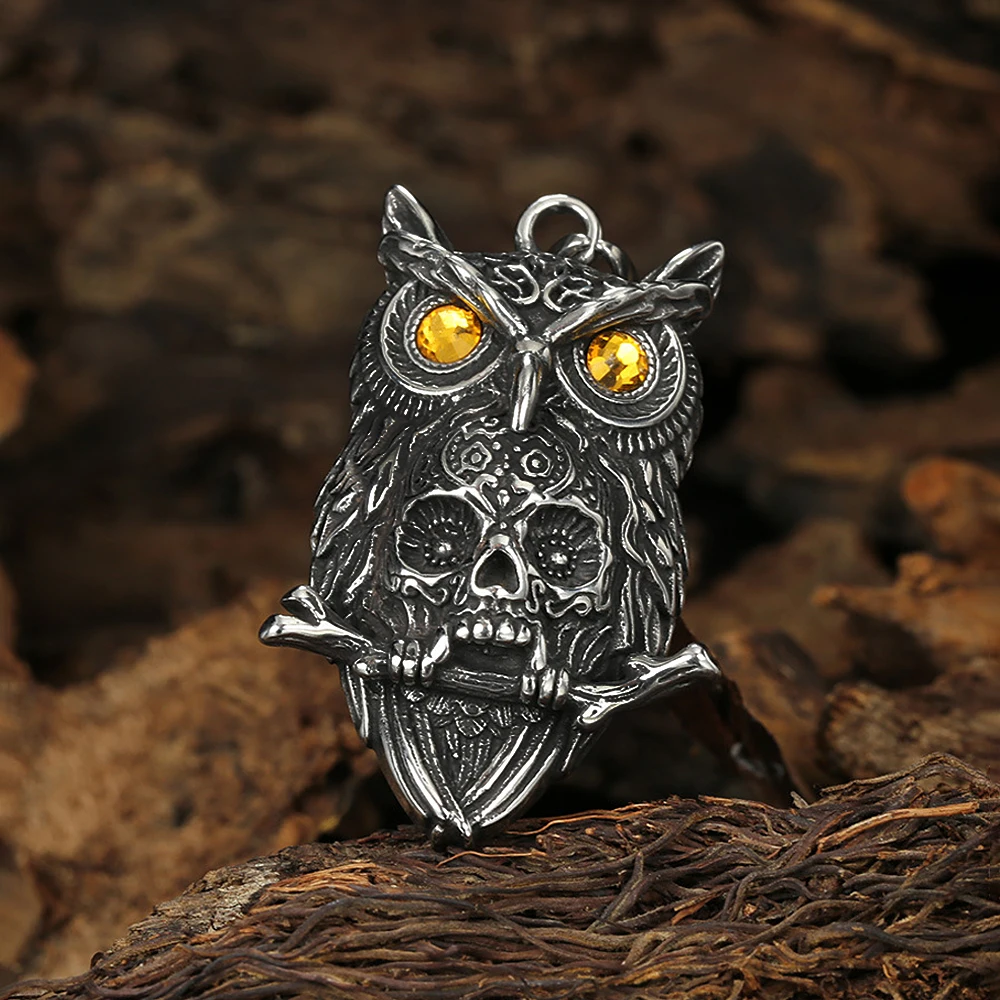 VTG JPG Owl Necklace w/ Skull Ring