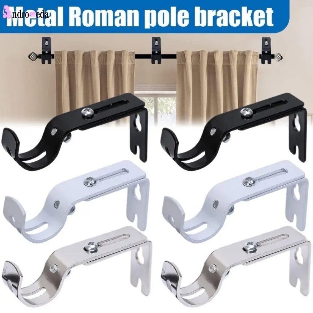 ZYKORT 6 pezzi Supporto per asta per tenda, staffe regolabili da parete con viti, supporto per palo per tenda in metallo per camera da letto, ufficio, armadietti, bagno, bianco