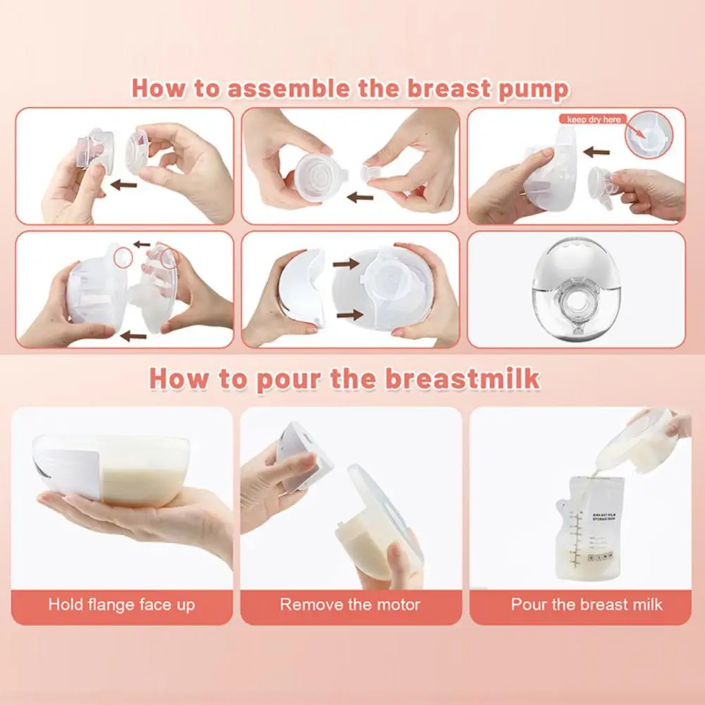 1/2Pcs Electric Breast Pump Hands-Free Breastfeeding Pump with 4 Modes Time Display Cordless Milk Suction Cup Electric