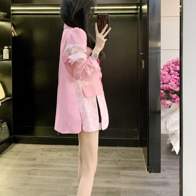 Women's Stylish Suit Coat, Single Button, Minimalist and Commuter Style, Korean Version, Splicing and Regular Style, Long Sleeve