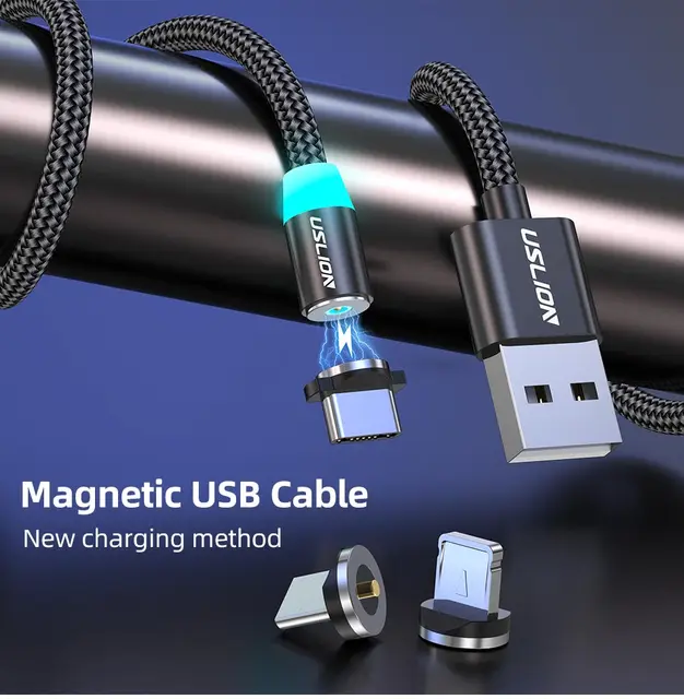  NESTELLE Cable de carga magnético de rotación de 540°, imán de  sincronización de datos de carga rápida Estático 360 Cable de cargador de  teléfono Cable de cable 3 en 1 punta