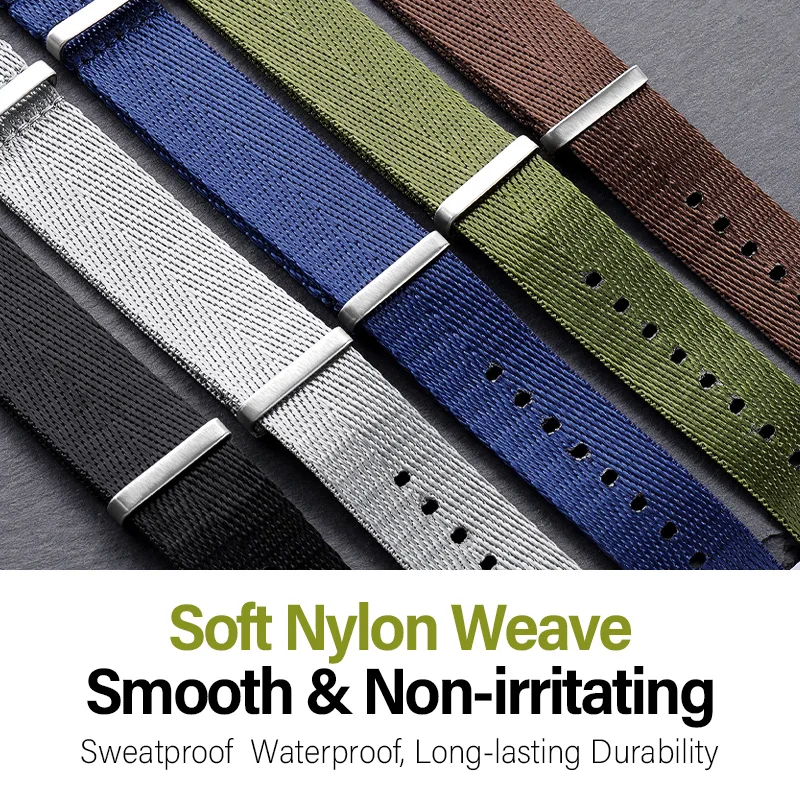 Premium Solid Color Nylon Watch Strap - Adjustable, Breathable & Comfortable for All Wrist Sizes