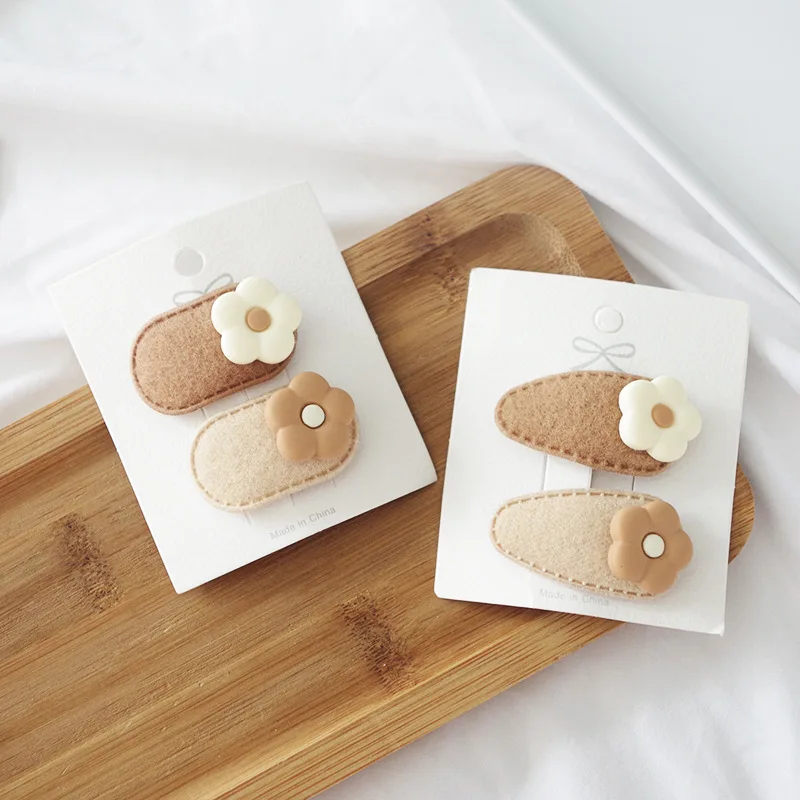 2pcs Children Hair Clips Cute Flower Hairpins for Baby Girls Korean