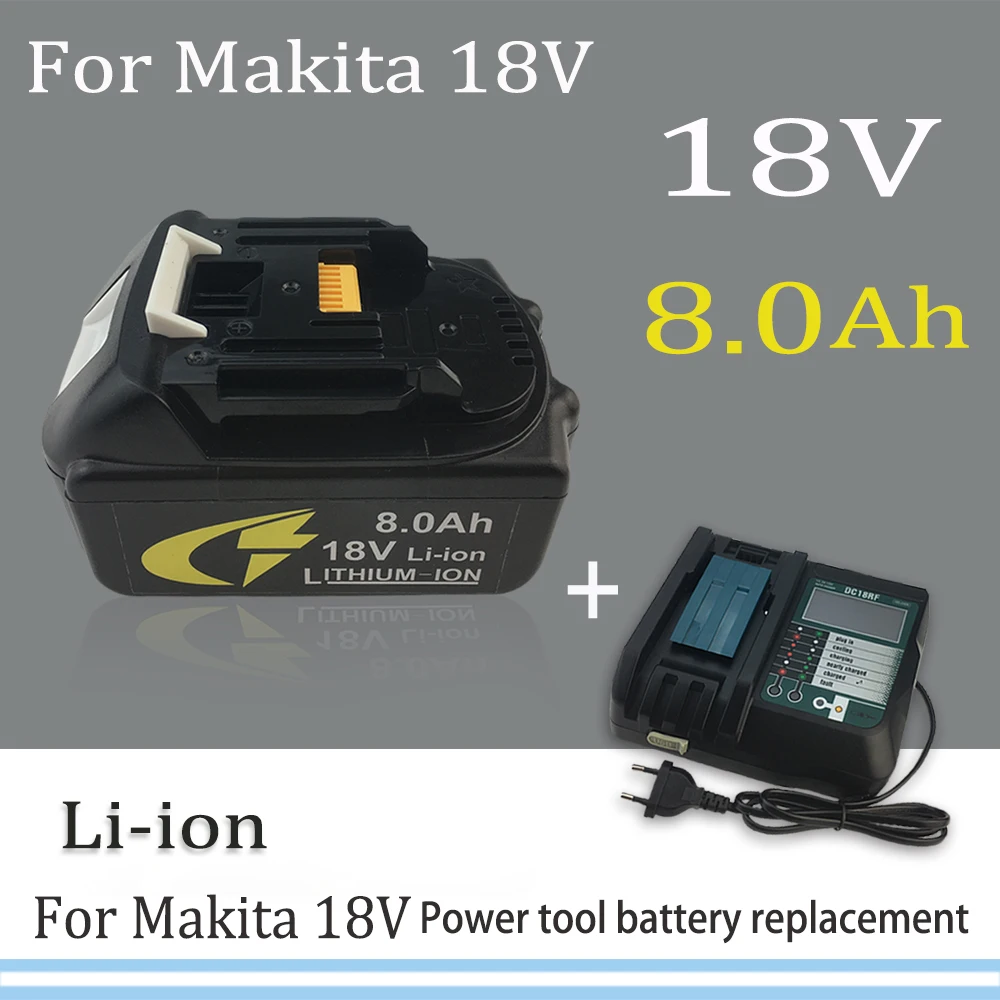 

18V 8.0Ah LED Light Display Li-ion Battery , With Charger For Makita 18V BL1860 BL1830 BL1850 BL1860B Drill Replacement Battery