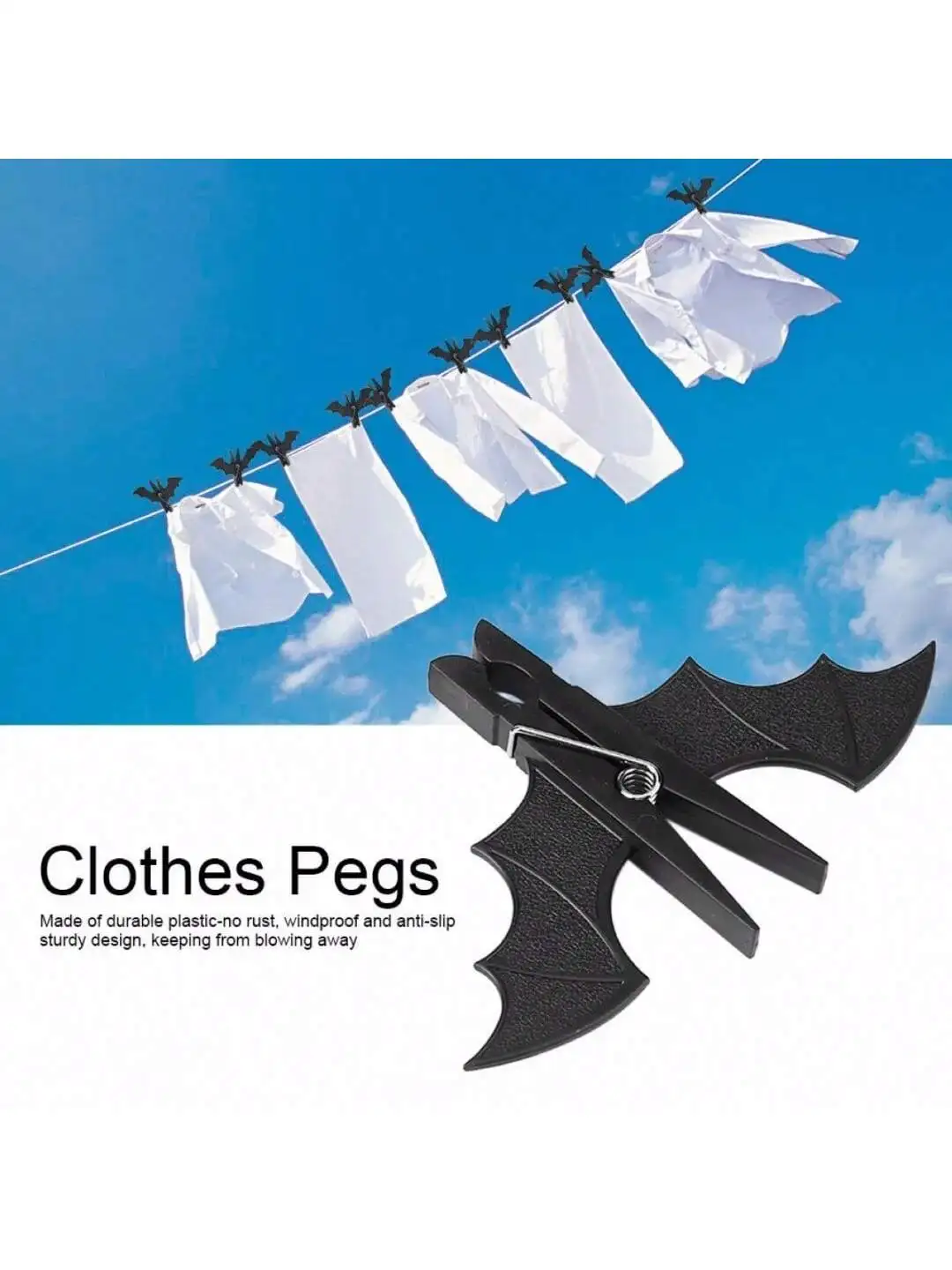 2pcs Plastic Bat Windproof Clothes Pegs Multipurpose Hanging Clips For Clothes Towels Socks Home Drying Clips 5