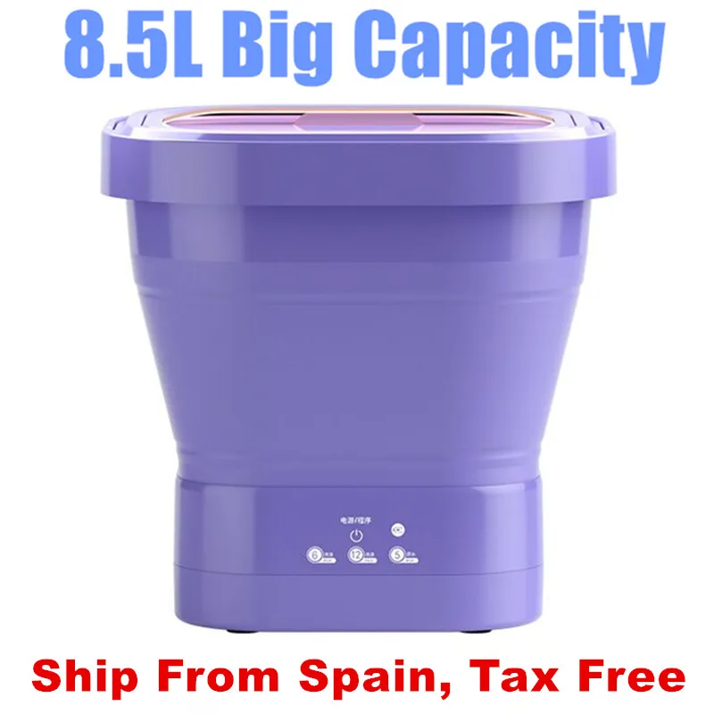 8.5L Lavatrice Pieghevole Di Grande Capacità Mini Calzini Portatili Biancheria Intima Mutandine Lavatrice 3 Modelli Con Filatura Asciutta