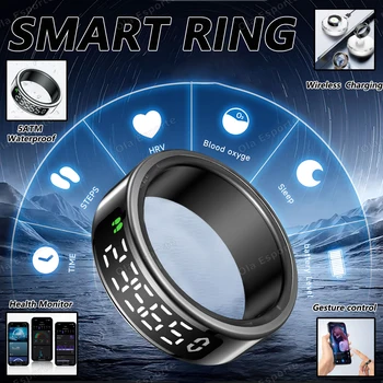 Nuovo R12 Wireless Smart Ring Uomo Donna Display a LED Frequenza cardiaca Ossigeno nel sangue Monitor sanitario Sport 5ATM Smartring impermeabile