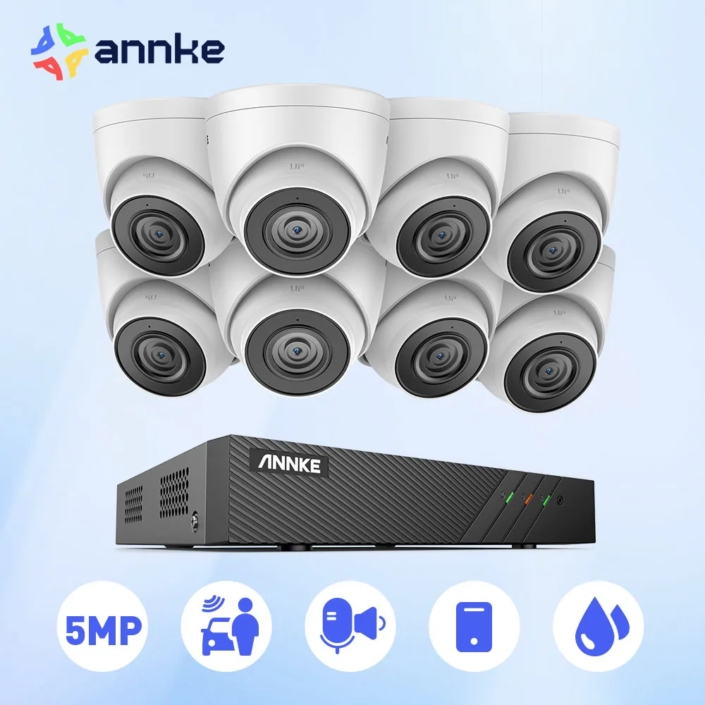 ANNKE 8CH FHD 5MP POE Network Video Security System H.265+ 6MP NVR With 5MP Surveillance POE Cameras With Audio Record Ip Camera