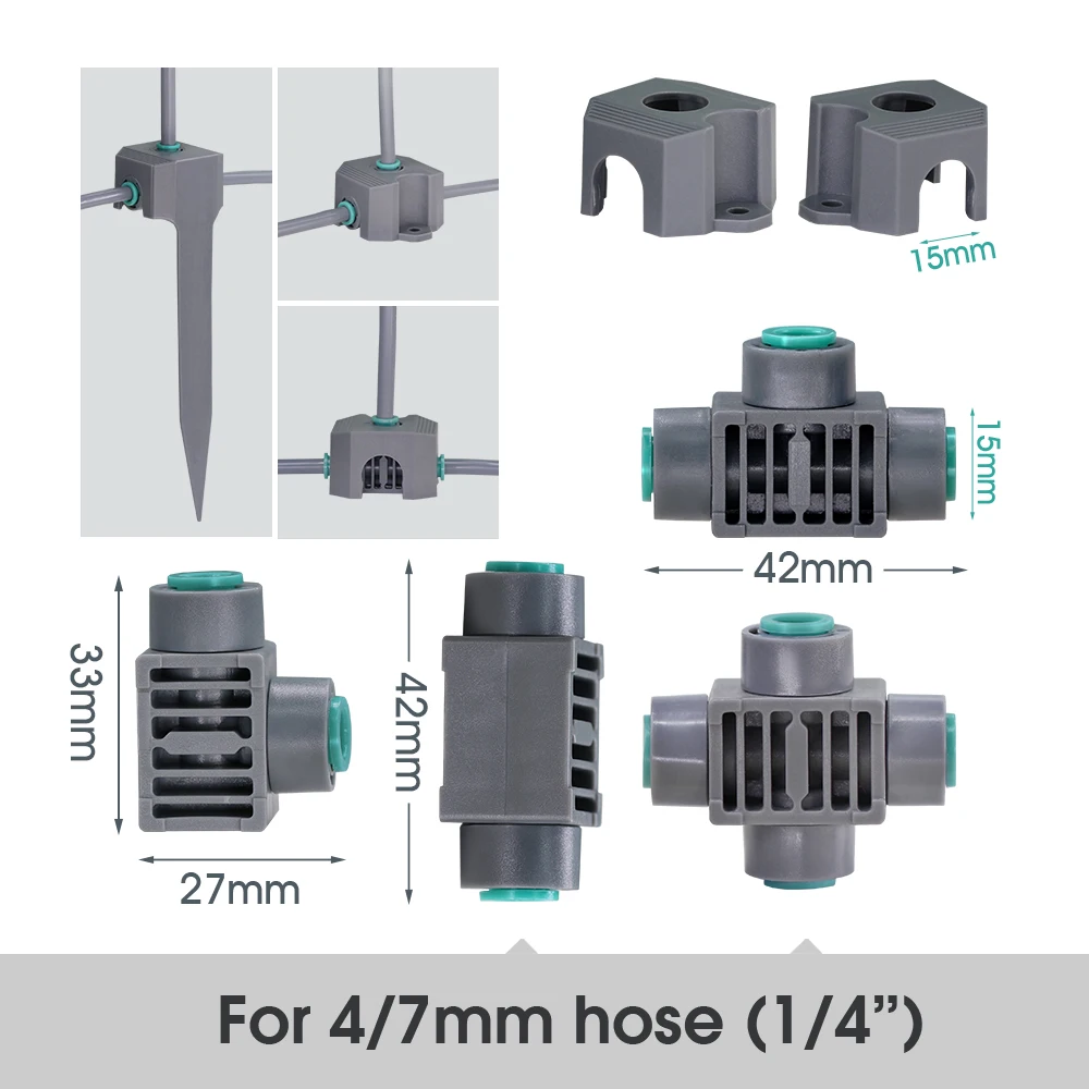 360&deg; Flexible Hose Brass Nozzles Misting Irrigation System Quick Push Connecter Heavy Duty Stake Garden Courtyard Cooling Device garden sprinkler irrigation sprinklers garden irrigation nozzle drip irrigation sprinklers garden sprayer nozzles