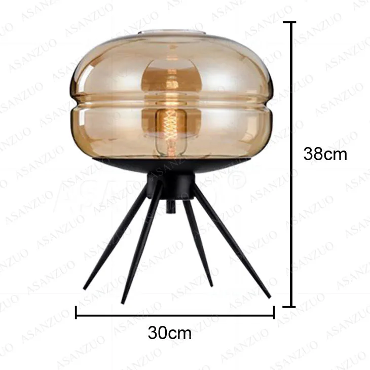 Modern Blue Glass E27 Desk Lamp