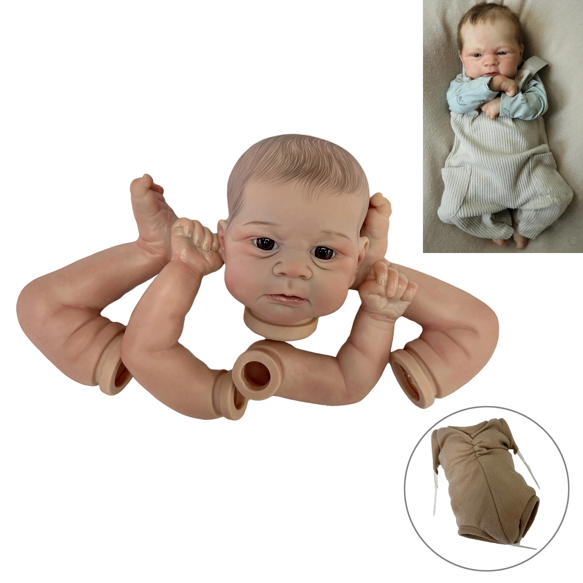 18” Kit Elijah Reborn sin pintar Handmade Vinyl Bebe Reborn Doll Kits Lifelike Painted kits DIY