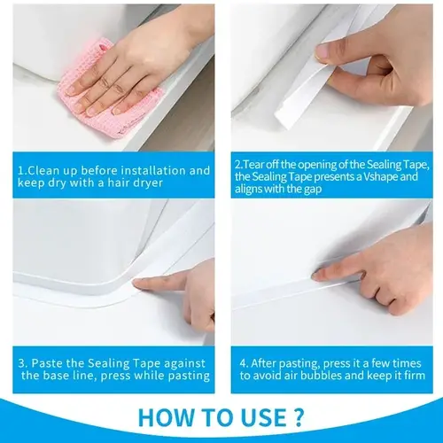 1/2/3.2M Self-adhesive Sealing Tape PVC Oil-Proof Kitchen Sink Edge Caulk Tape Waterproof Bathroom Toilet Corner Wall Stickers - Image 5