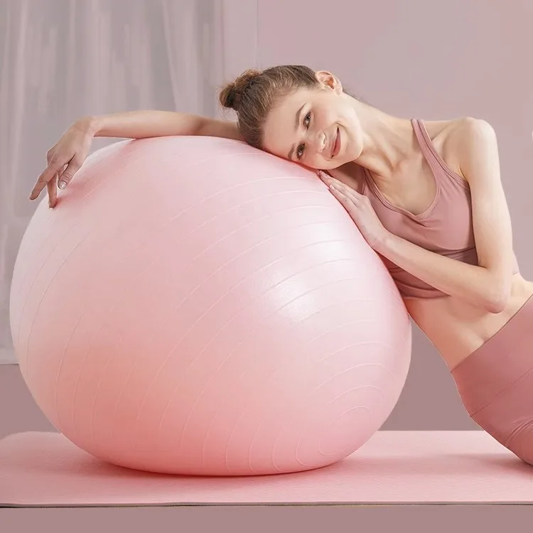 Women Gym Yoga Fitness Ball Thickening Type Anti-explosion Diameter 55/65/75 Cm Pilates Workout Ball Sculpting Legs And Hips