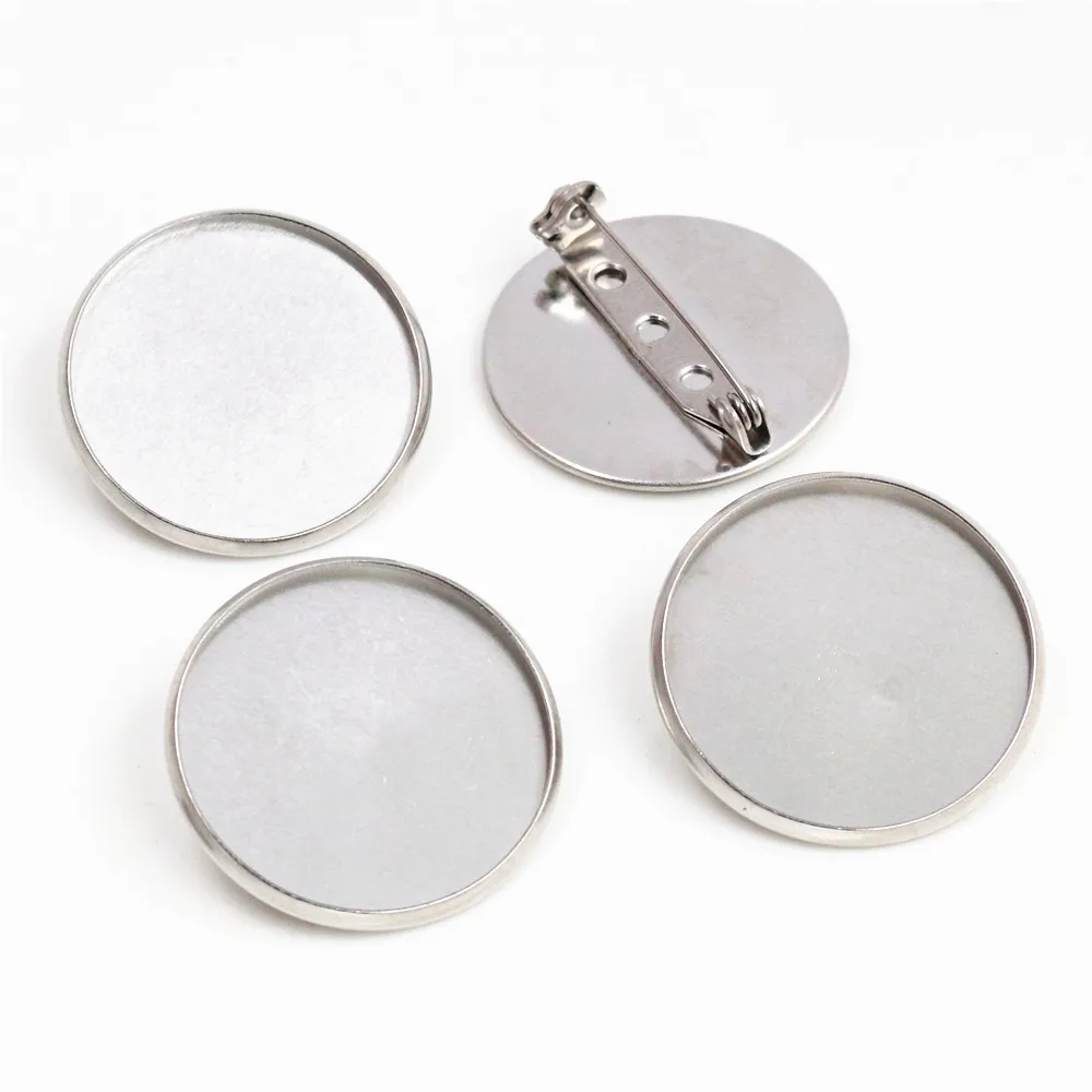 (Keine Verblassen) 20mm 25mm Innere Größe Edelstahl Material Brosche Stil Cabochon Basis Cameo Einstellung Charms Anhänger Fach