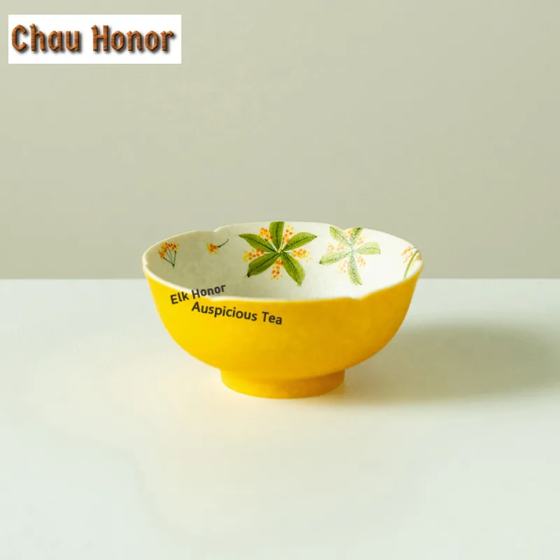 2pc/set 100ml Hand-painted Osmanthus Flowers Teacup Retro Tea Bowl Set Of Cups Tea-tasting Smelling Cup Chazhan Master Cups Gift