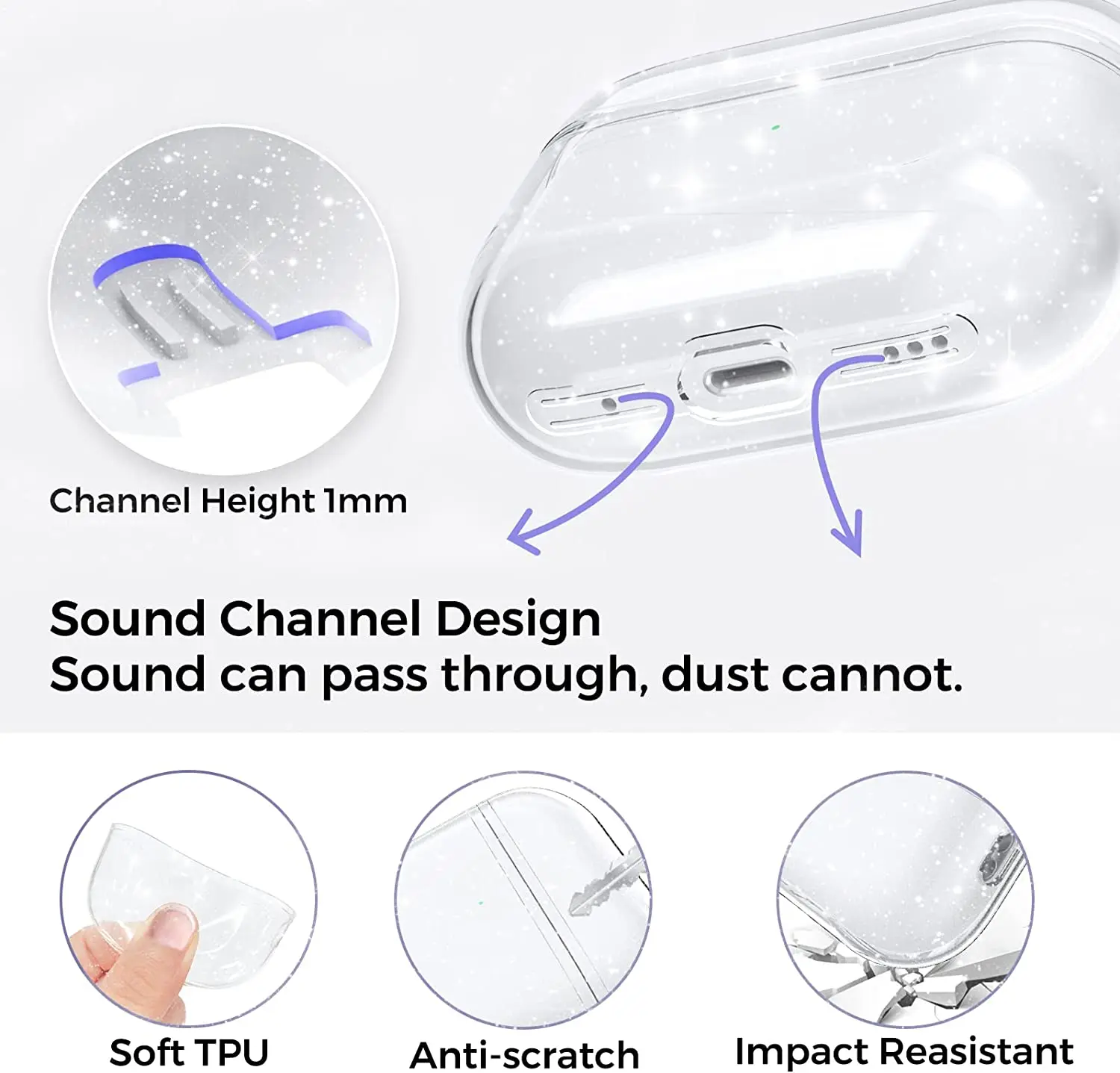 Glitter Transparent Silicone Case Cover For Apple Airpods