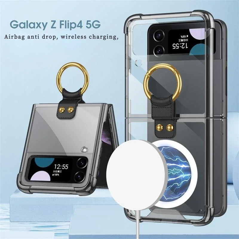 

Магнитные Чехлы MagSafe для беспроводного зарядного устройства для Samsung Galaxy Z Flip4, чехол для телефона, полноразмерный складной чехол для телефона Galaxy Z Flip4