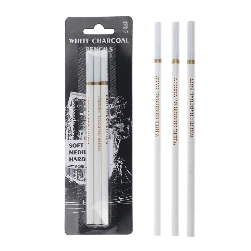 Crayons à charbon blanc doux/moyen/dur, pour dessin d'artiste, mélange de  croquis, 24bb, 3 pièces - AliExpress