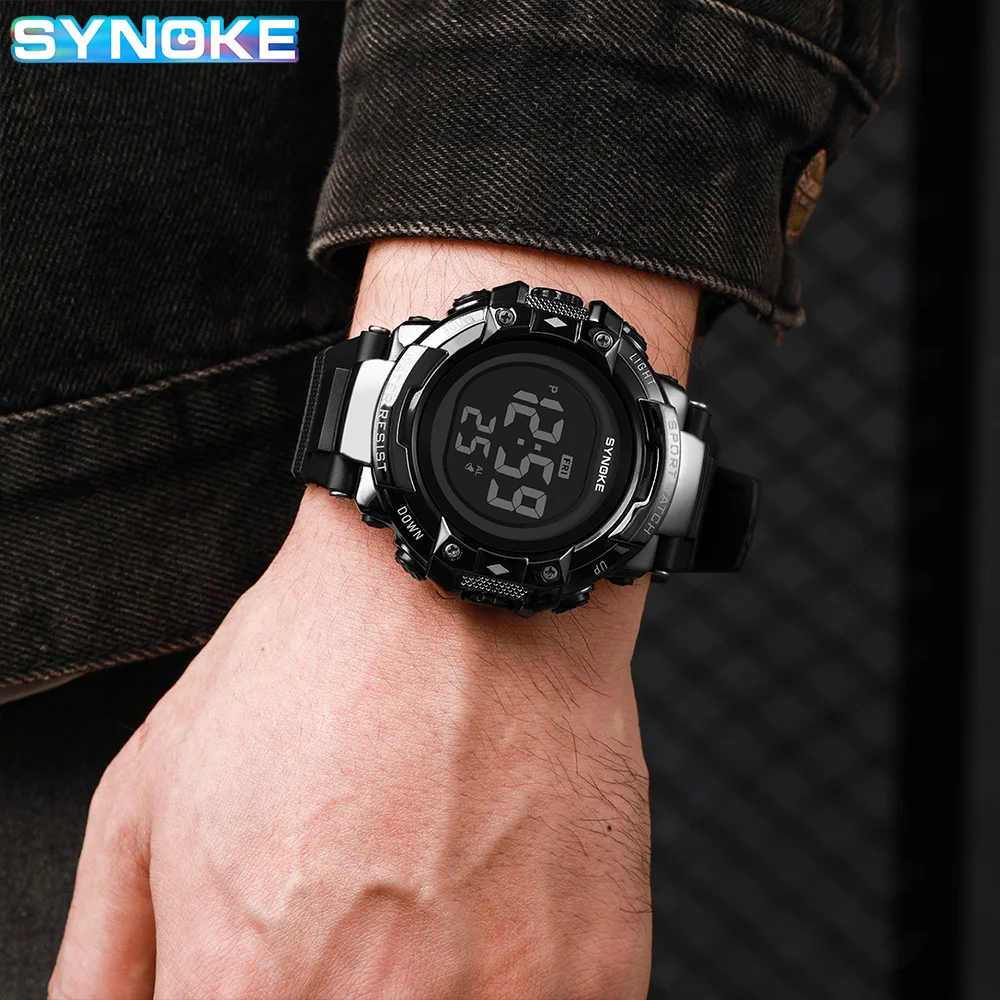 

SYNOKE Sports Men Watch Multifunctional Big Dial Electronic Waterproof Alarm Male Wristwatch Relogio Masculino Watch for Men