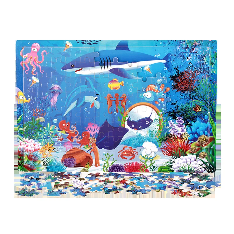 Jigsaw Puzzles Wooden Jigsaw Puzzles Wooden Puzzle Toys Educational Puzzles 100pcs Cartoon Animal Wooden Puzzles Farm Dinosaur Jıgsaw Puzzle Baby Early Education Montessori Toys for Kids Gifts