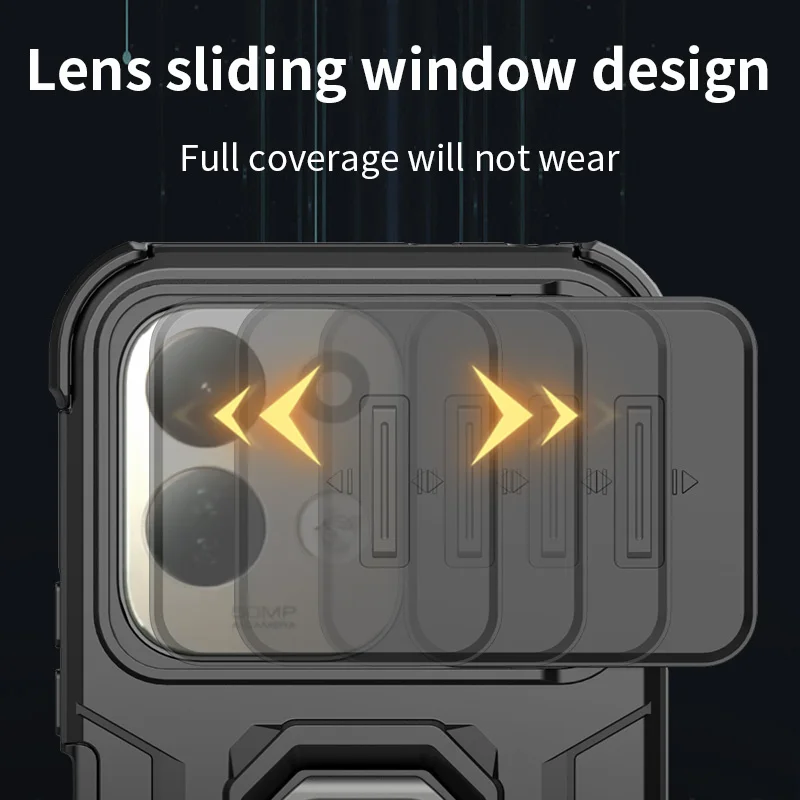Armor Shockproof Case with Ring Stand and Magnetic Holder, Protective Cover