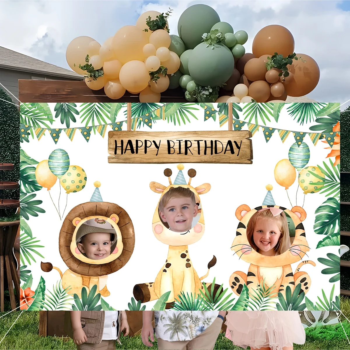 Jungle Photobooth Props Background Jungle  Birthday Party Decoration Kids Safari Party Supplies Baby Shower Green Forest